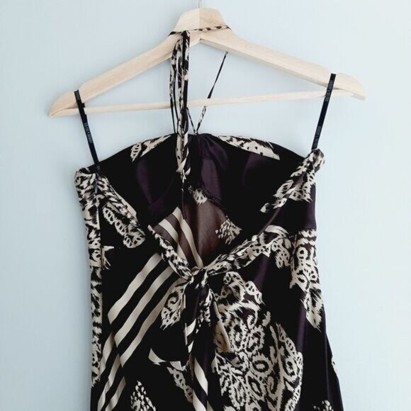 LAUNDRY / by Shelli Segal 100% Silk Scarf Style Halter Dress Sz 10 Flawed - Picture 11 of 15